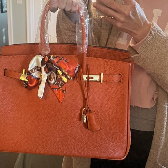 Orange Leather Handbag - Picture 9 of 9